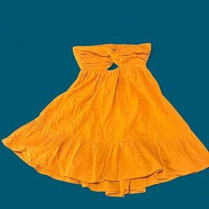 Cotton Candy LA flowy orange strapless dress with ruffles